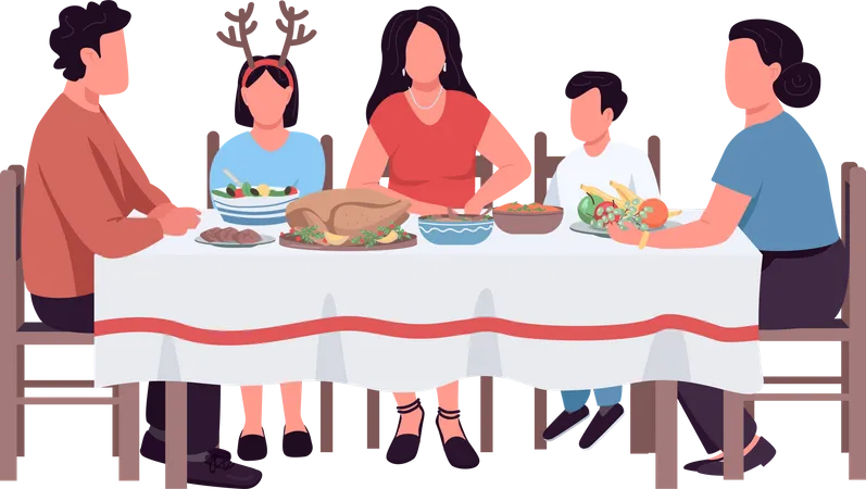Thanksgiving dinner table  Illustration
