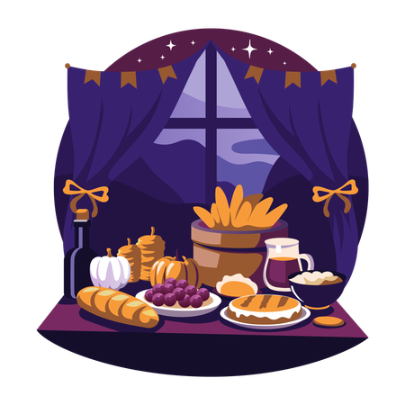 Thanksgiving-Essen  Illustration