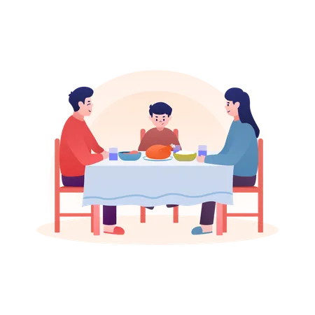 Thanksgiving Family Dinner  Illustration