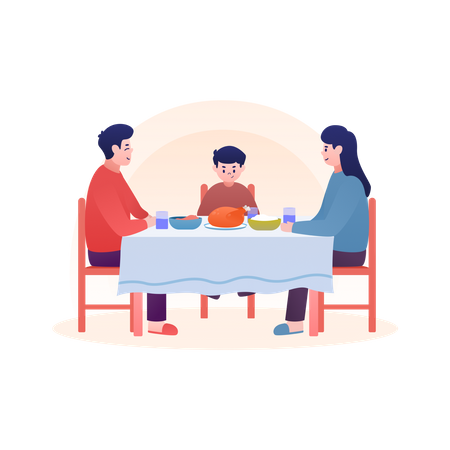 Thanksgiving Family Dinner  Illustration