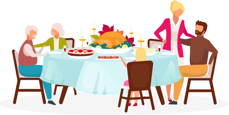 Thanksgiving mit der Familie feiern  Illustration