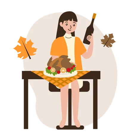 Thanksgiving-Tisch  Illustration