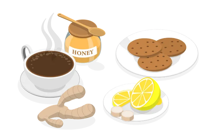 Éléments de thé au gingembre  Illustration