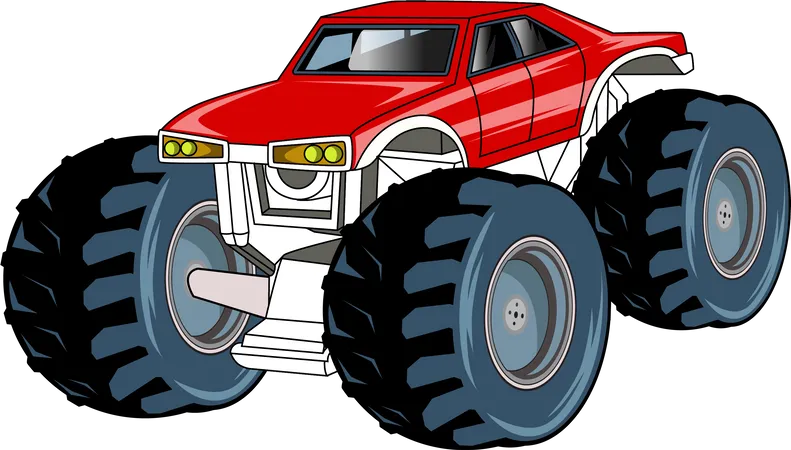 The Big Red Monster Truck Vector Illustration Illustration