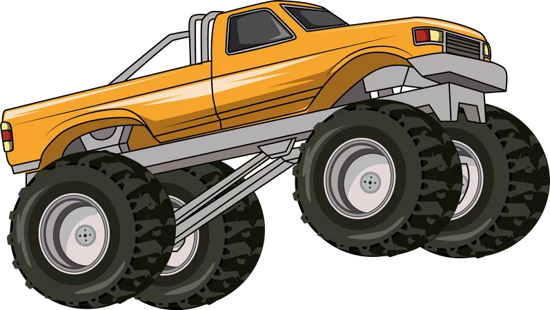 The Big Yellow Monster Truck Vector Illustration Illustration