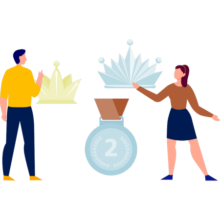 The boy and girl are talking about king crown  Illustration