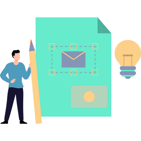 The boy creates the design file  Illustration