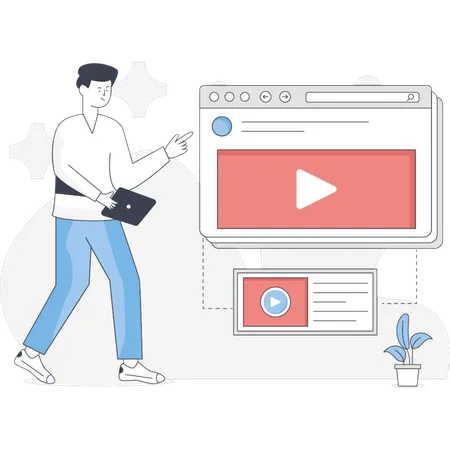 The boy discuss about video tutorial  Illustration