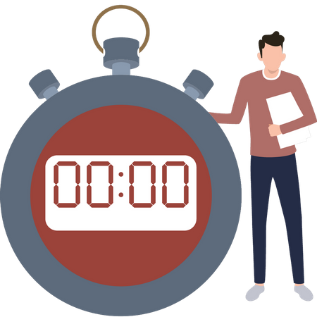 The boy has a stopwatch  Illustration