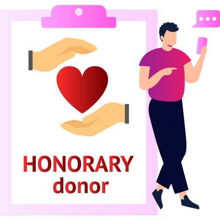 The boy is an honorary donor  Illustration