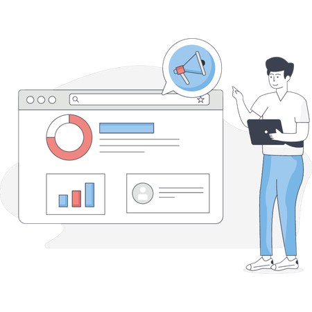 The boy is analysis business data  Illustration