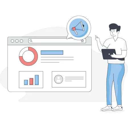 The boy is analysis business data  Illustration
