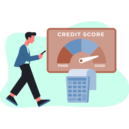 The boy is calculating credit money  Illustration