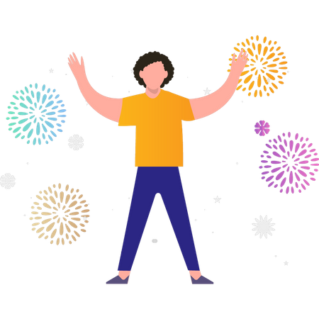 The boy is celebrating the new year  Illustration