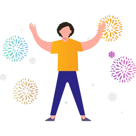 The boy is celebrating the new year  Illustration