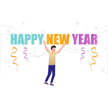 The boy is celebrating the new year Illustration