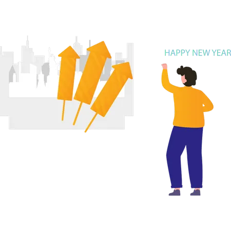The boy is celebrating the new year  Illustration