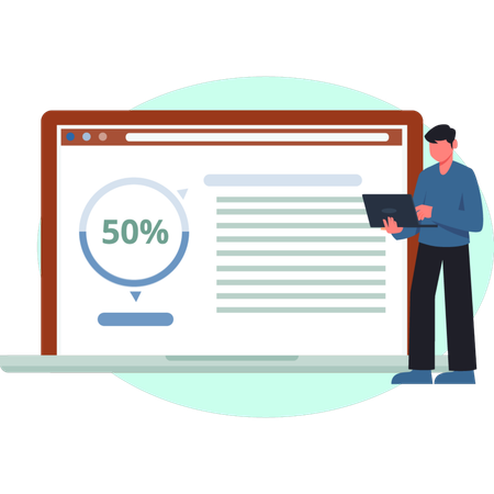 The boy is checking credit history  Illustration