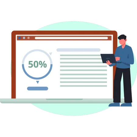 The boy is checking credit history  Illustration