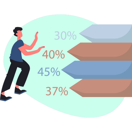 The boy  is checking credit percentage  Illustration