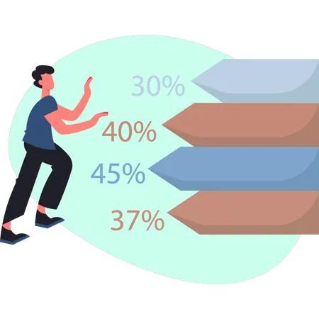 The boy  is checking credit percentage  Illustration