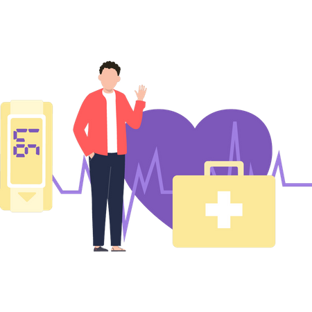 The boy is checking the pulse rate  Illustration