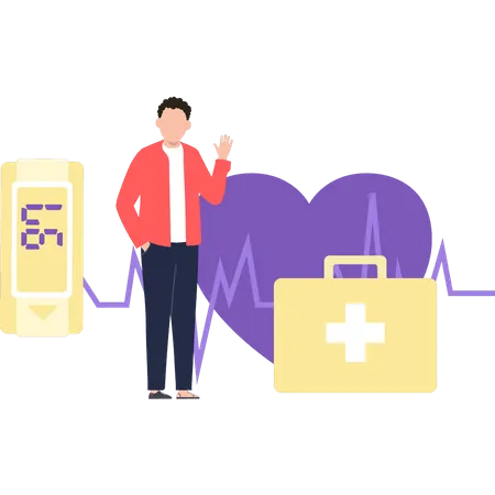 The boy is checking the pulse rate  Illustration