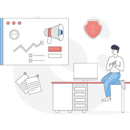 The boy is doing business marketing  Illustration