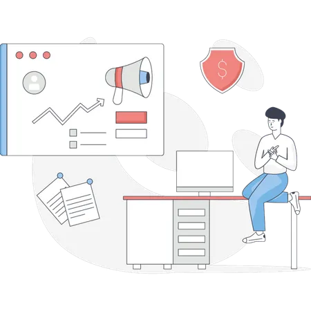 The boy is doing business marketing  Illustration