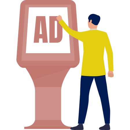 The boy is doing design bill board  Illustration