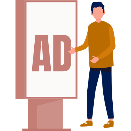 The boy is doing marketing ad advertisement  Illustration