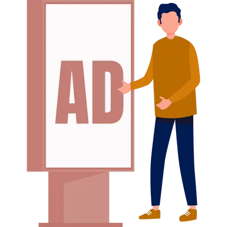 The boy is doing marketing ad advertisement  Illustration