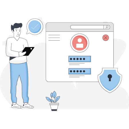 The boy is doing protection password  Illustration
