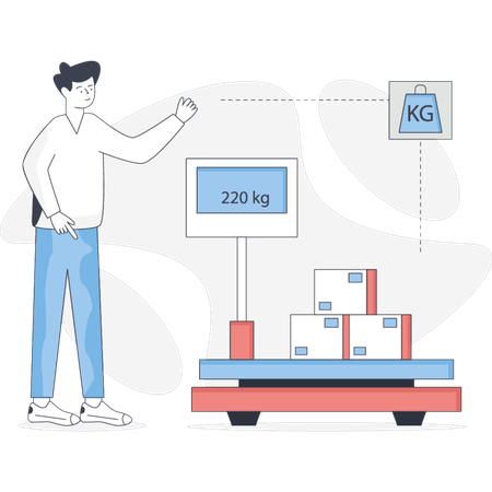 The boy is doing weight delivery boxes  Illustration