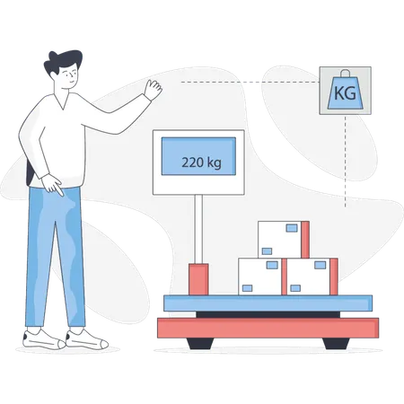 The boy is doing weight delivery boxes  Illustration
