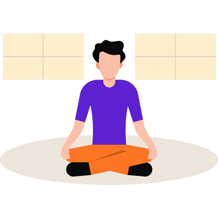 The boy is doing yoga  Illustration