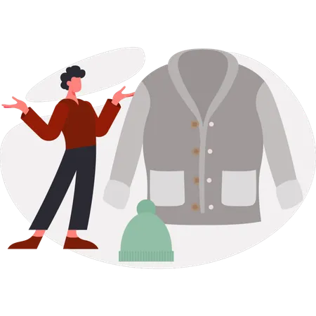 The boy is explain about fught jacket  Illustration