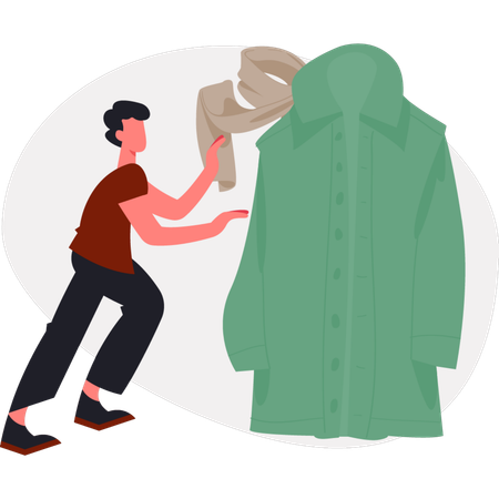 The boy is explain about long coat  Illustration