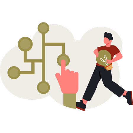 The boy is getting new ideas  Illustration