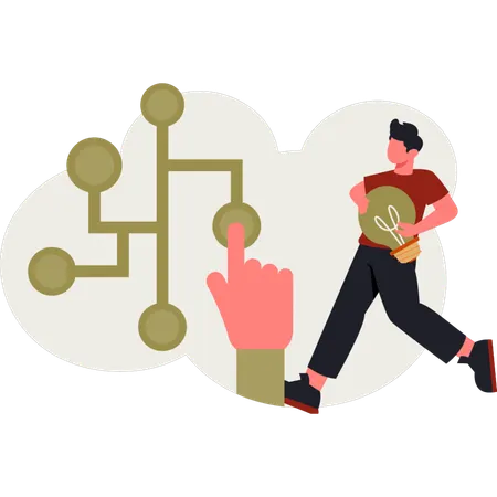 The boy is getting new ideas  Illustration