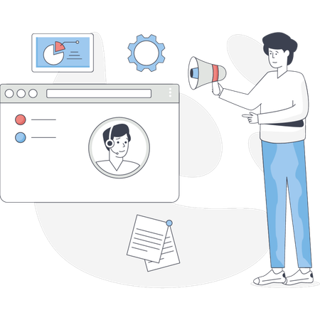 The boy is holding megaphone  Illustration