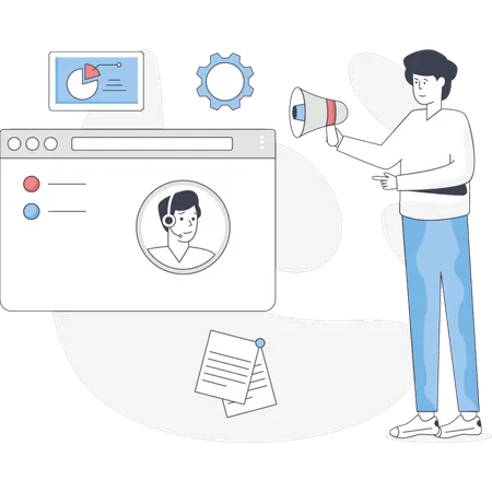 The boy is holding megaphone  Illustration