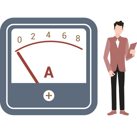 The boy is looking at the Ammeter  Illustration