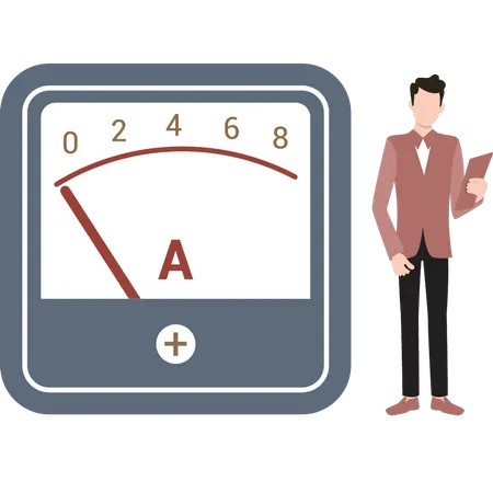 The boy is looking at the Ammeter  Illustration