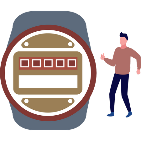 The boy is looking at the meter  Illustration