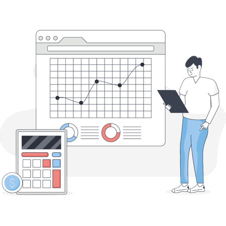 The boy is looking investment income  Illustration