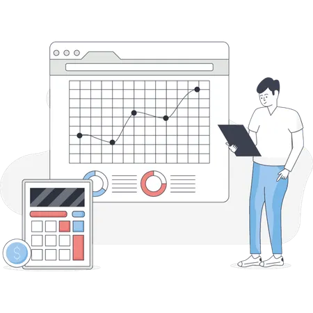 The boy is looking investment income  Illustration