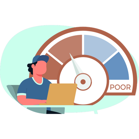The boy is making credit score report  Illustration