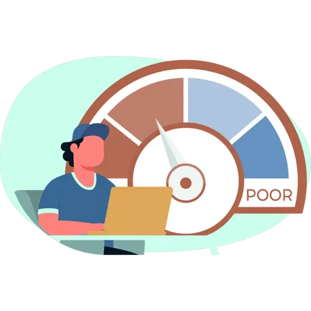 The boy is making credit score report  Illustration