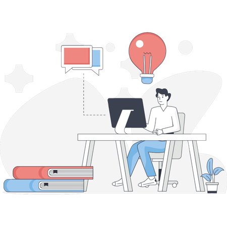 The boy is making learning plan  Illustration